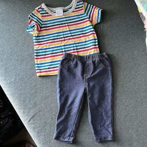 Carter’s 6M baby jeans with Hanna Andersson 6-12M top outfit set